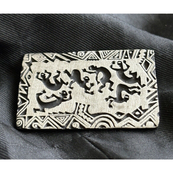 Vintage Pewter Tribal Fetish Brooch Pin by Alice Seely Pewter 1.5" Fetish Style - Picture 7 of 7